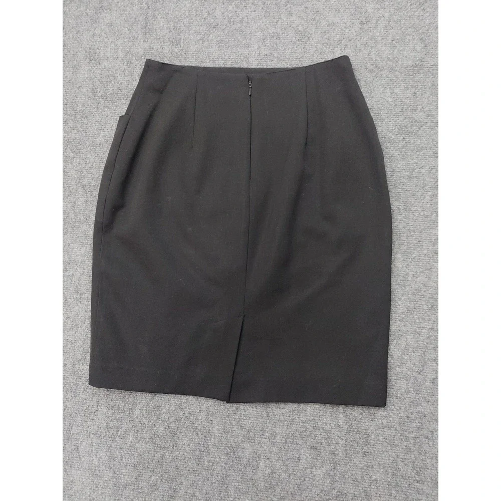 Saks 5th Avenue Wool‎ Skirt Womens 6 Black Pencil Pockets Lined Career Back Zip